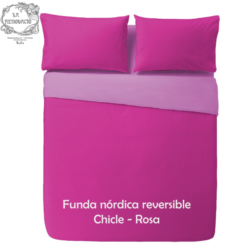 FUNDA NÓRDICA BICOLOR REVERSIBLE  Chicle / Rosa