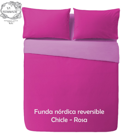 FUNDA NÓRDICA BICOLOR REVERSIBLE  Chicle / Rosa