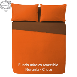 FUNDA NÓRDICA BICOLOR REVERSIBLE  Naranja / Choco