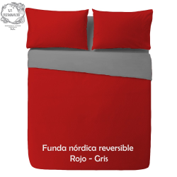 FUNDA NÓRDICA BICOLOR REVERSIBLE  Rojo / Gris